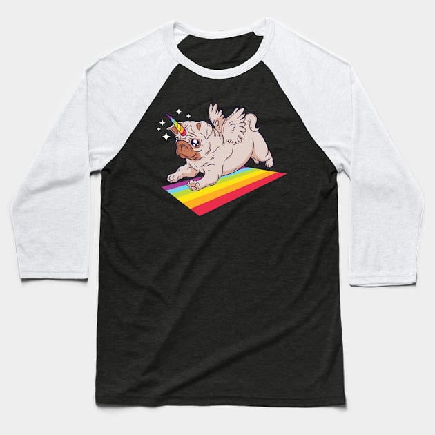 Pug Unicorn Baseball T-Shirt by madeinchorley